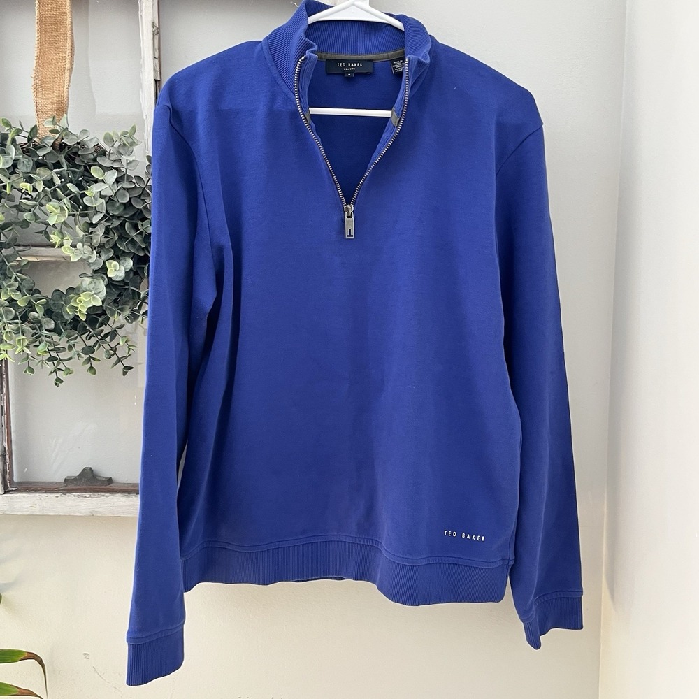 Ted Baker Antram Long Sleeve Half Zip Funnel Neck‎ Sweater Blue Size 3 / M